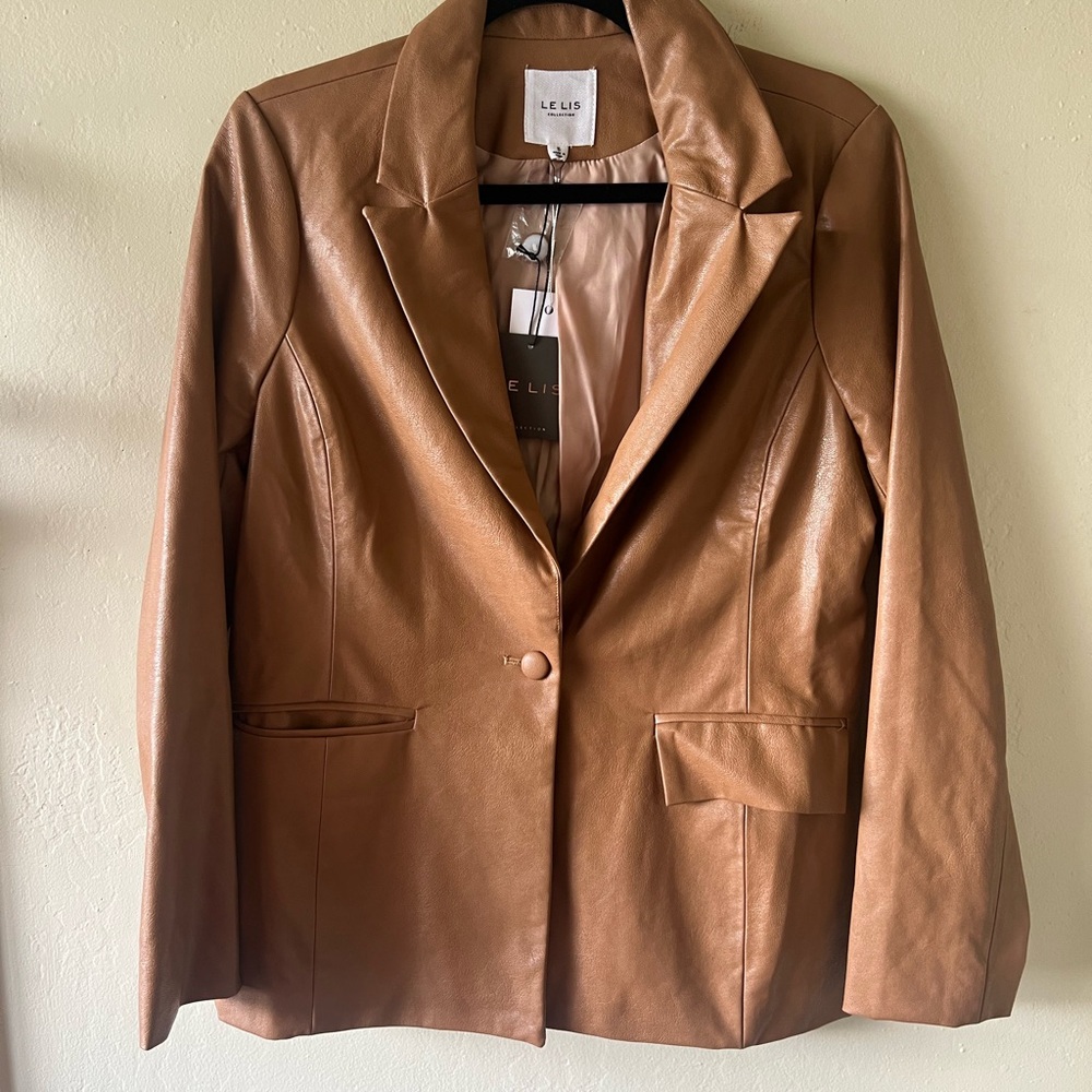 NWT. LELIS Tan Leather Jacket SIZE SMALL